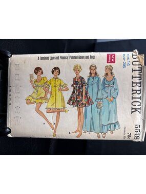 Butterick 5518 Misses Gown Robe Sewing Pattern Size 14